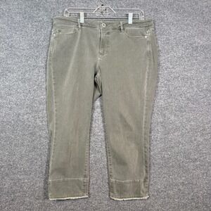 J.Jill Jeans Womens 12 Green Authentic Fit Cropped Stretch Frayed Hem Plus Size